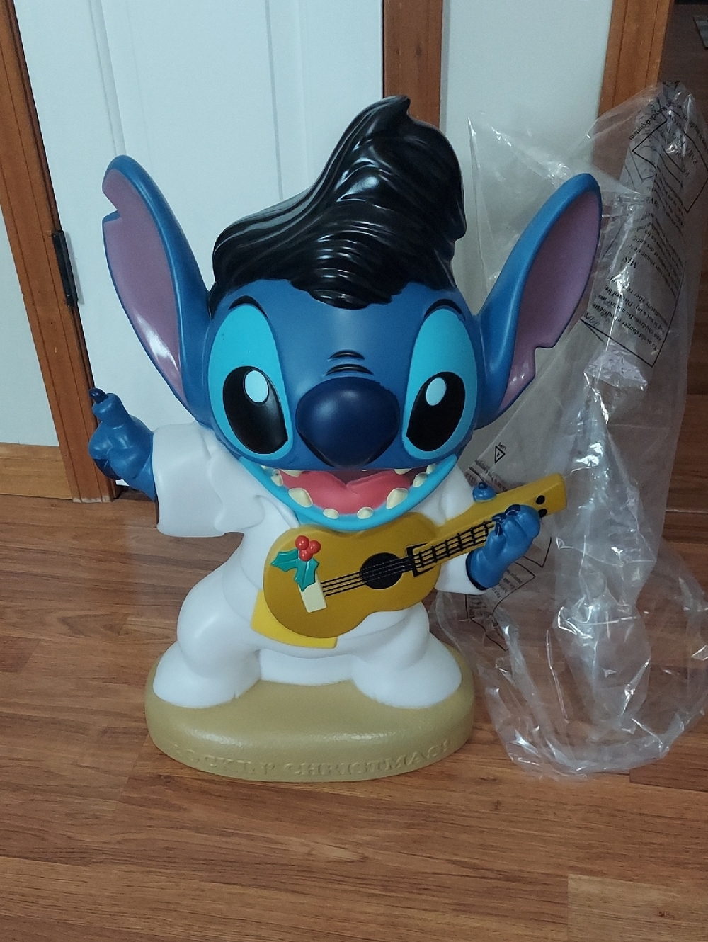 Blow mold Christmas Stitch Playing Yellow Guitar